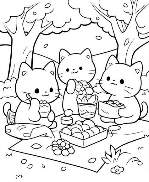 Free cute cat coloring page for kids Hello Kitty Colouring Pages, Camp Activities, Chibi Sketch, Barbie Coloring Pages, Color Sheets, Cat Coloring, Cat Coloring Book, Kitty Coloring, Kids Coloring Pages