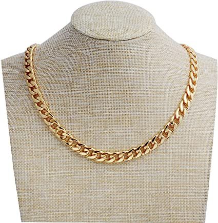 Amazon.com: Tool Station Gold Chain , 24" Gold Necklace, Necklace for Men , Feel Real Solid 18k Gold Plated Curb Fake Chain Necklace 24" 10mm: Arts, Crafts & Sewing How To Clean Gold, Gold Chains For Men, Plate Necklace, Gold Chain Necklace, Chains For Men, Diamond Wedding Rings, Jewelry Trends, Men Necklace, Gold Chain