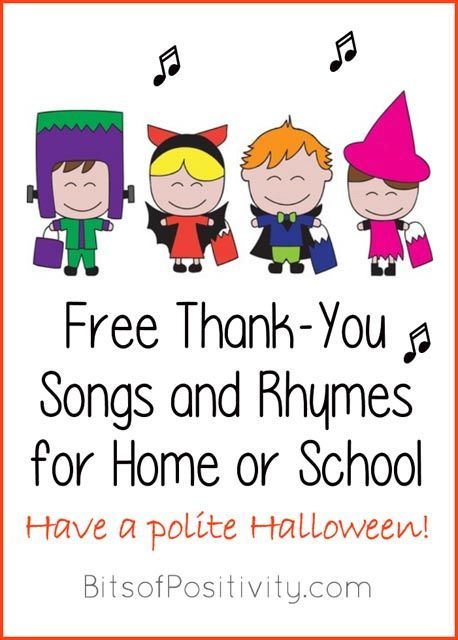 Lots of free thank-you songs and rhymes; great way to encourage good manners at any time; can also be used as a reminder for kids to say thank you when Halloween trick-or-treating Songs For Teachers, Rhymes For Toddlers, Thank You Song, Toddler Songs, November Ideas, Thank You For Today, Songs For Kids, Child Education, School Songs