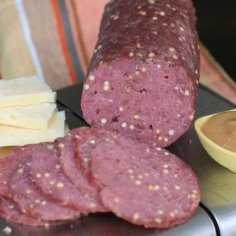 Venison Summer Sausage Recipe, Homemade Summer Sausage, Venison Sausage Recipes, Beef Sausage Recipes, Summer Sausage Recipes, Cured Meat Recipes, Sausage Making Recipes, Homemade Sausage Recipes, Deer Recipes