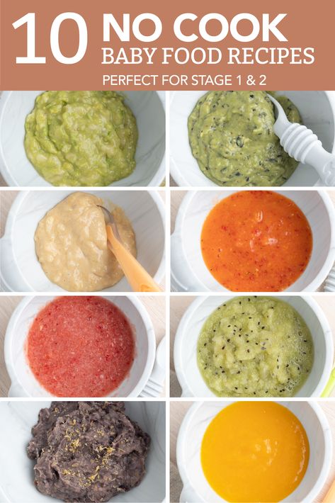 From delicious fruit blends to protein-packed combinations, these 10 no-cook baby food recipes are not only easy to prepare but also packed with essential vitamins and minerals. Say goodbye to the stove and oven, and say hello to hassle-free feeding options for your baby. #babyfood #baby #puree Easy Baby Puree Recipes, Baby Food Freezer Storage, Baby Stage 1 Food, Baby First Solid Food Ideas, Breakfast Puree Recipes, Baby Food Blends, How To Make Your Own Baby Food, Plum Puree Baby Food, Baby Fruit Puree