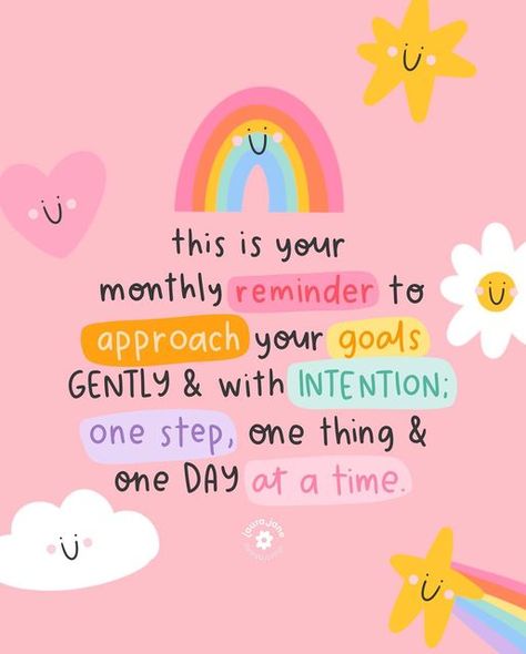 Laura Jane | Freelance Illustrator on Instagram: "Your monthly reminder to take this new month and fresh start one day at a time 💖 #monthlyreminder #selfcompassion #selflove" Last Day Of Month Quotes, This Month Quotes, May Inspirational Quotes, New Month Quotes Motivation Fresh Start, May New Month Quotes, Laura Jane Illustrations, Every Day Is A Fresh Start, Take One Day At A Time Quotes, Last Day Of The Month Quotes