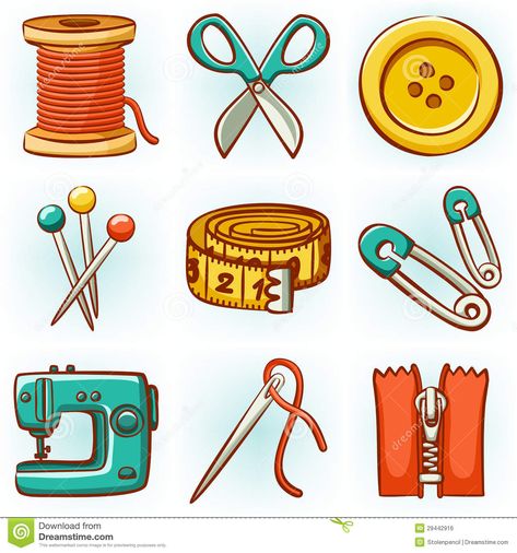 Sewing set Sewing Tools Drawing, Fashion Tools, Sewing Machine Drawing, Sewing Illustration, Sewing Clipart, خريطة ذهنية, Sewing Set, Embroidery Tools, Do It Yourself Projects