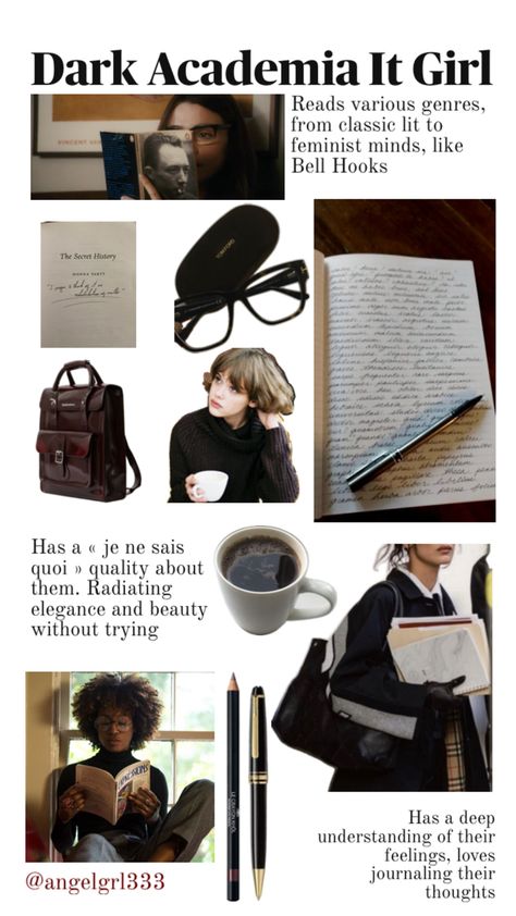 Academic Witch Aesthetic, Mood Board Dark Aesthetic, Dark Academia Old Money Aesthetic, Dark Academia Student Aesthetic, Dark Academia Wishlist, Overeducated Aesthetic, It Girl Moodboard, Dark Feminine School, Study Aesthetic Dark Academia