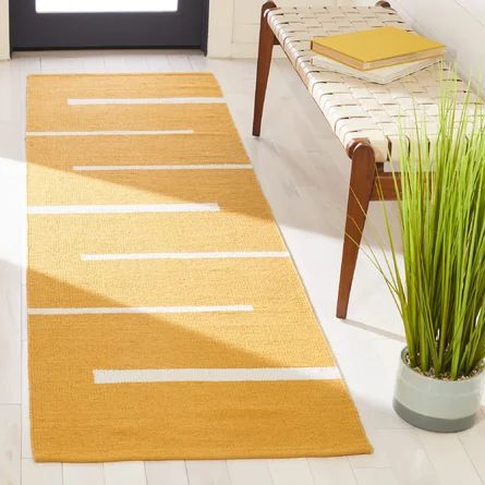 Ebern Designs Estivalis Striped Handmade Flatweave Cotton Gold/White Area Rug | Wayfair Rug Colors, Yellow Area Rugs, Gold Rug, Striped Rug, Rugs Size, Ivory Rug, Flat Weave Rug, Cotton Rug, White Area Rug