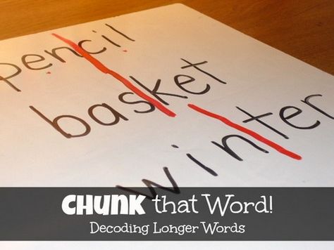 Chunking Words Activities, Chunking Words, Decoding Strategies, Word Reading, Reading Recovery, Multisyllabic Words, Decoding Words, Orton Gillingham, Reading Specialist