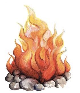 Fire Color Pencil Drawing, How To Draw A Campfire Step By Step, Drawing Flames Easy, Camp Fire Paintings, How To Draw Fire Sketches, Campfire Drawing Simple, Fire Illustration Draw, Flames Drawing Pencil, Fire Sketch Pencil