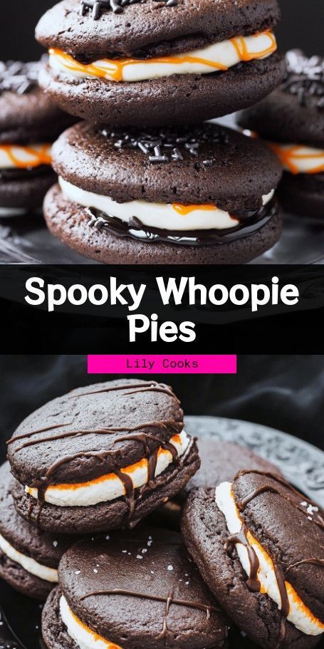 Halloween Whoopie Pies - Spooky and Delicious Treats for Your Fall Festivities Whip up a batch of these Halloween Whoopie Pies for a fun and festive treat! Perfect for parties, these chocolate cookie sandwiches with colorful filling will delight guests of all ages. Ready in just 32 minutes! #HalloweenTreats #SpookyDesserts Whoopie Pie Filling, Cookie Sandwiches, Fall Festivities, Chocolate Sandwich Cookies, Whoopie Pies, Festive Treats, Sandwich Cookies, Fall Festival, Chocolate Cookies