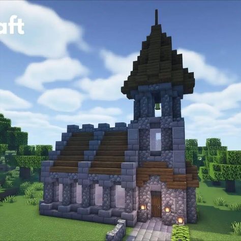 Looking for something cool to add to your medieval builds in Minecraft? Then this Dark Medieval Church in Minecraft is perfect for you! It features a rustic styling that uses stones and wood for the overall build. By adding elements like more lighting and decorations for details, you can transform this build into a better one! So check it out now! Builds In Minecraft, Medieval Builds, Minecraft Medieval Village, Dark Medieval, Minecraft Medieval House, Vila Medieval, Case Minecraft, Medieval Church, Minecraft Houses Blueprints