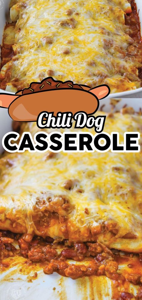 This easy dinner casserole from Smart School House is the BEST for busy weeknights! Learn how to make a delicious chili cheese dog casserole from just a few simple ingredients! This dinner is the perfect weeknight dinner meal for your family. If you love chili dogs, then you will love this yummy alternative! Try making this casserole for your family. Quiche, Chilli Dog Casserole, Chilli Casserole, Chili Dog Bake, Hot Dog Casserole, Chili Dog Casserole, Chili Cheese Dog Casserole, Wrapped Smokies, Chili Dog