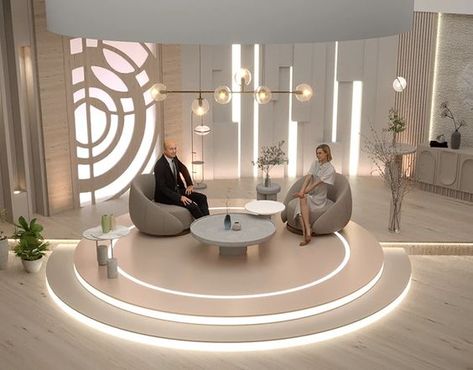 Virtual Set Tv Studio Show, Virtual Studio Set, Event Interior Design, Talkshow Set Design, Tv Studio Set Design Ideas, Stage Set Up, Set Design Concept Art, Tv Show Set Design, Podcast Set Up