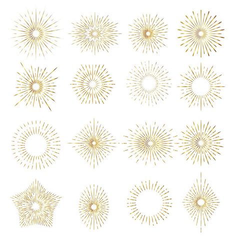 Gold Sunburst, Gold Starburst, Vintage Elements, Light Rays, Colorful Abstract Painting, Clip Art Vintage, Free Vector Graphics, Digital Graphics, Vector Graphics