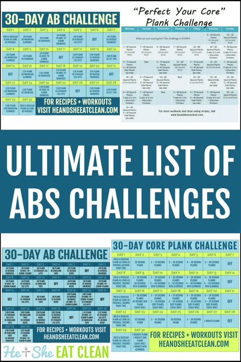 The Ultimate List of Abs Challenges #fitness #workout #heandsheeatclean #challenge #abs #core Challenges Fitness, Guess The Logo, Ultimate Ab Workout, Cardio Challenge, Weight Training Routine, 30 Day Ab Challenge, Core Challenge, Ab Core Workout, 30 Day Abs