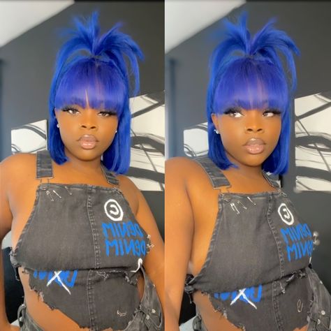 Black And Blue Bob Black Women, Blue Bob Hairstyles For Black Women, Blue Bob Wig Black Women, Blue Bob Black Women, Blue Hairstyles For Black Women, Blue Wigs For Black Women, Blue Bob Wig, Electric Blue Hair, Human Lace Front Wigs