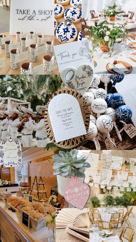 Mexican inspired hacienda wedding Timeless Mexican Wedding, Mexican Wedding Candy Table, Cielito Lindo Wedding Theme, Blue Hacienda Wedding, Mexican Wedding Plates, Rustic Mexican Wedding Decor, Cielito Lindo Wedding, Mexican Wedding Theme Decorations, Mexican Recuerdos