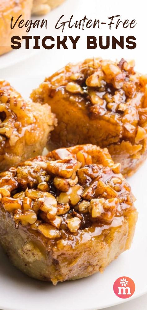 Gluten Free Vegan Popovers, Gluten Free Sticky Buns Recipe, Vegan Gluten Free Rolls, Gluten Free Vegan Fall Recipes, Dessert Buns Recipe, Gluten Free Cardamom Buns, Gluten Free Caramel Rolls, Gluten Free Dairy Free Baked Goods, Vegan Gluten Free Fall Desserts