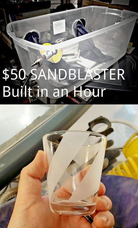 Save $200 and 8 hours of assembly by making this yourself. Diy Sand Blaster, Soda Blasting, Woodworking Workbench, Steampunk Diy, Building Projects, Garage Tools, Garage Ideas, Wood Plans, Homemade Tools