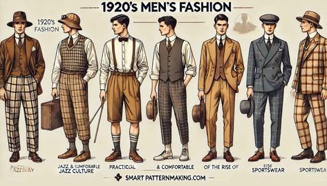 Fashion Evolution: Key Moments from the 1600s to Today Early 20th Century Fashion Men, 1920s Clothes For Men, 1920 Man Fashion, 1920 Men Fashion, 1929s Fashion, 1920s American Fashion, 1920s Casual Wear, Casino Theme Party Outfit For Men, Gilded Age Fashion Men