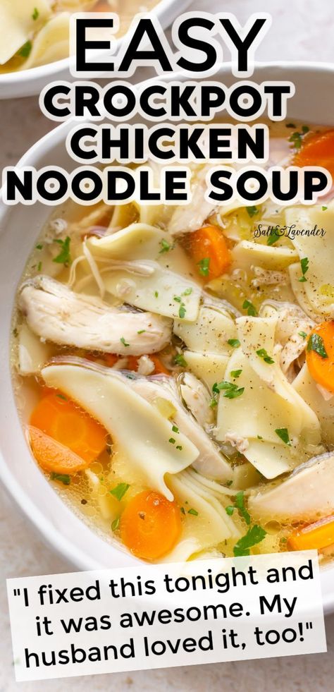 Is there anything better than a classic chicken noodle soup recipe!? Dig out the Crockpot for this fabulously comforting homemade soup! Easy Crockpot Chicken Noodle Soup, Crockpot Chicken Noodle Soup Recipes, Sipping Soup, Crockpot Chicken Noodle Soup, Cocktail Pools, Slow Cooker Chicken Noodle Soup, Chicken Soup Crockpot, Crockpot Soups, Toothpaste Recipe