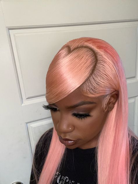 Swoop Wig Hairstyles, Heart Bangs, Wig Reference, Custom Color Wigs, Hair Inspo Hairstyles, Birthday Hair Ideas, Prom 2k23, Side Swoop, Inspo Hairstyles