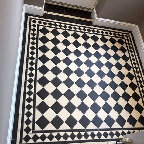 Hallway Stairs And Landing, Victorian Hallway Tiles, Black And White Hallway, Forbo Marmoleum, Hallway Tiles Floor, Minton Tiles, Entryway Tile, Victorian Hallway, Victorian Tile