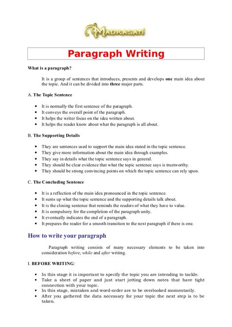 Paragraph Writing What is a paragraph? It is a group of sentences that introduces, presents and develops one main idea about the topic. And it ca… Paragraph Writing Lesson Plan, How To Write A Paragraph, What Is A Paragraph, Essay Writing Prompts, Essay About Yourself, Writing A Paragraph, Teaching Paragraph Writing, Opinion Paragraph, Transitional Phrases