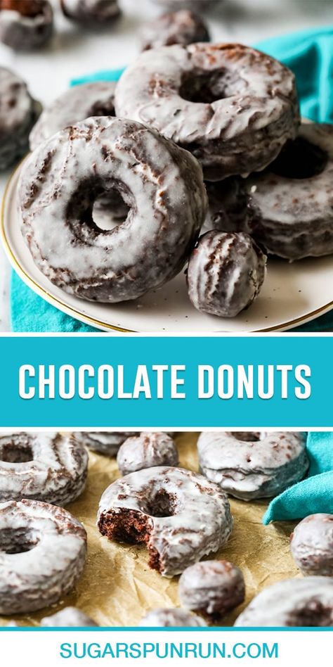 Old-Fashioned Chocolate Donuts - Sugar Spun Run Tim Hortons Old Fashioned Plain Donut Recipe, Chocolate Cake Mix Donuts Baked, Homemade Donuts Recipe Easy Fried, Chocolate Doughnuts Recipe, Sugar Spun Run, Cake Donuts Recipe, Doughnut Recipe Easy, Easy Donut Recipe, Yeast Donuts