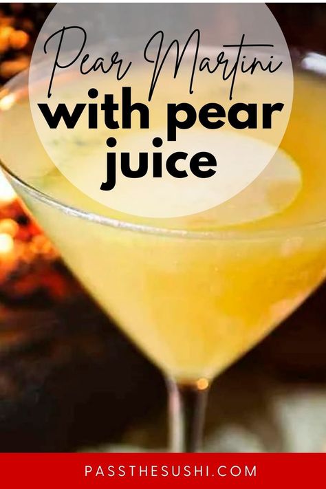 Trying to find a fun way to dress up your cocktail as the crisp weather of fall creeps in? Try using fresh pears and a simple combination of sweet pear vodka in this Pear Martini recipe! Apple Pear Martini, Fall Pear Cocktail Recipes, Pear Juice Cocktail, Pear Martini Recipe Vodka, Pear Vodka Cocktails, Pear Cocktail Recipes, Pear Vodka Drinks, Pear Vodka Martini, Pear Martini Recipe