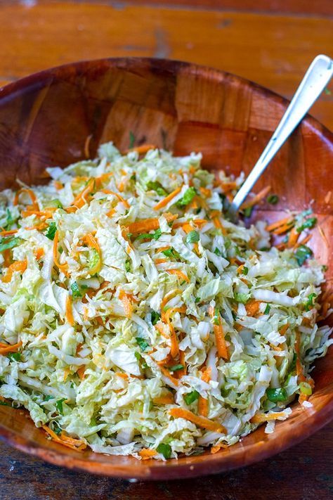 Asian Napa Cabbage Salad, Recipes Using Napa Cabbage, Napa Cabbage Recipes Salad, Nappa Cabbage Salad Recipes, Nappa Cabbage Recipes, Cabbage And Carrot Salad, Napa Salad, Chicken Rissoles, Napa Cabbage Recipes