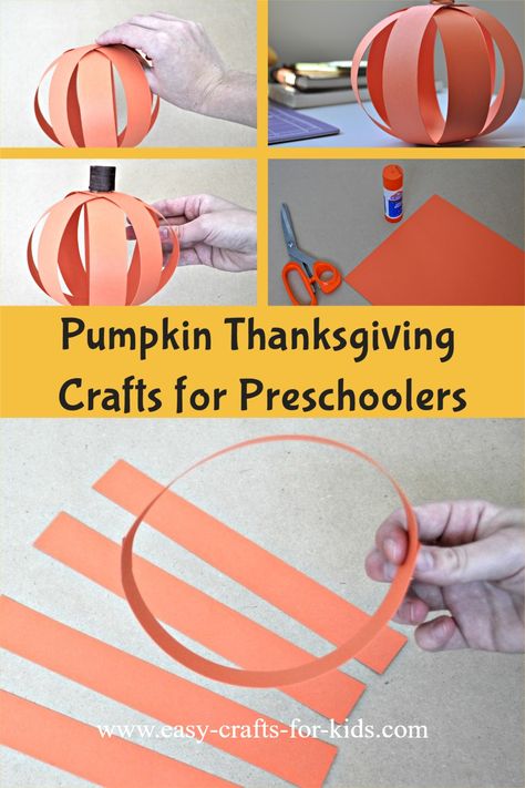 3D Pumpkin craft with paper. Preschool pumpkin craft for Thanksgiving 3d Pumpkin Craft, Thanksgiving Crafts For Preschoolers, Pumpkin Crafts Preschool, Craft For Preschool, Paper Pumpkin Craft, Easy Preschool Crafts, Fall Paper Crafts, Thanksgiving Crafts Preschool, Preschool Fall