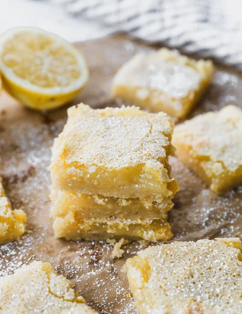 The BEST Lemon Bars recipe! Lusciously creamy, these classic lemon squares have a shortbread base and are just bursting with bright flavor. Two changes to the Betty Crocker recipe make these the best lemon bars ever! Creamy Lemon Bars, Desert Bars, Classic Lemon Bars, Lemon Bars Easy, Lemon Bars Recipe, Lemon Squares, Lemon Custard, Delicious Sweets, Buttermilk Recipes