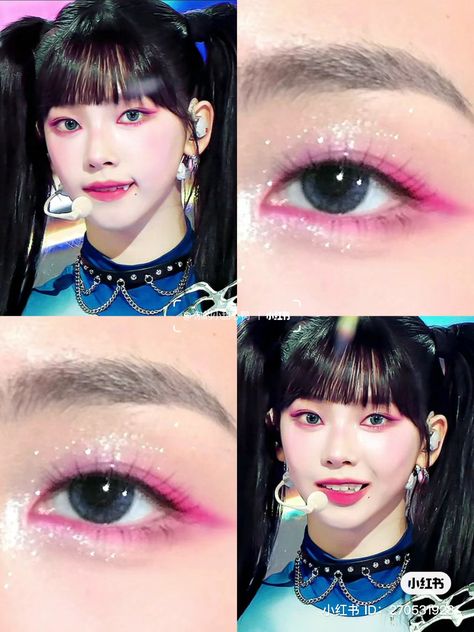 Kpop Pink Makeup, K Pop Concert Makeup, Kpop Eye Makeup, Kpop Eyes, Aespa Makeup, Blackpink Makeup, Kpop Idol Makeup, Idol Makeup, Kpop Makeup