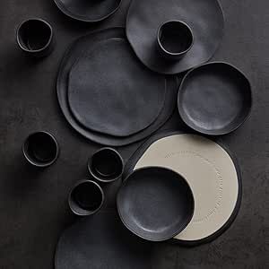 Stone by Mercer Project HEKONDA Modern Debossed Stoneware 32-Piece Dinnerware Set, Plate and Bowl Set, Dish Set for 8, Gray Grey Dinnerware, Plates And Bowls Set, Casual Dinnerware, Stoneware Dinnerware Sets, Stoneware Dishes, Stoneware Dinnerware, Notes Inspiration, Dessert Bowls, Dish Sets