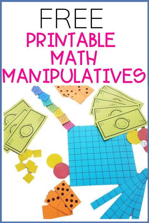 Use these free printable math manipulatives with your first and second grade students this school year! These printable manipulatives include base ten blocks, counters, cubes, dominoes, two-sided disks and learning templates as well. Use these free printable manipulatives to put together an at home math kit for your 1st or 2nd graders. Printable Math Manipulatives, Printable Base Ten Blocks Free, Math Kits First Grade, Math Tool Kit 2nd Grade, Addition Manipulatives, Base Ten Blocks, Math Tools, Teacher Freebies, Number Bonds