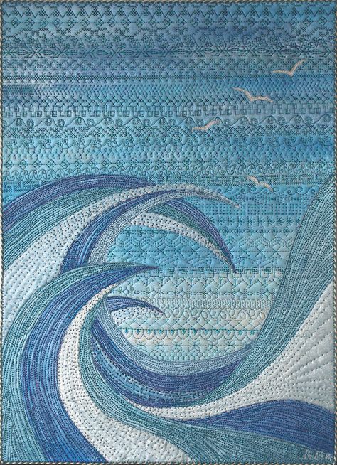 Colchas Quilting, Ocean Quilt, Beach Quilt, Sea Quilt, Landscape Art Quilts, Landscape Quilt, Quilt Modernen, Landscape Quilts, Mini Quilts