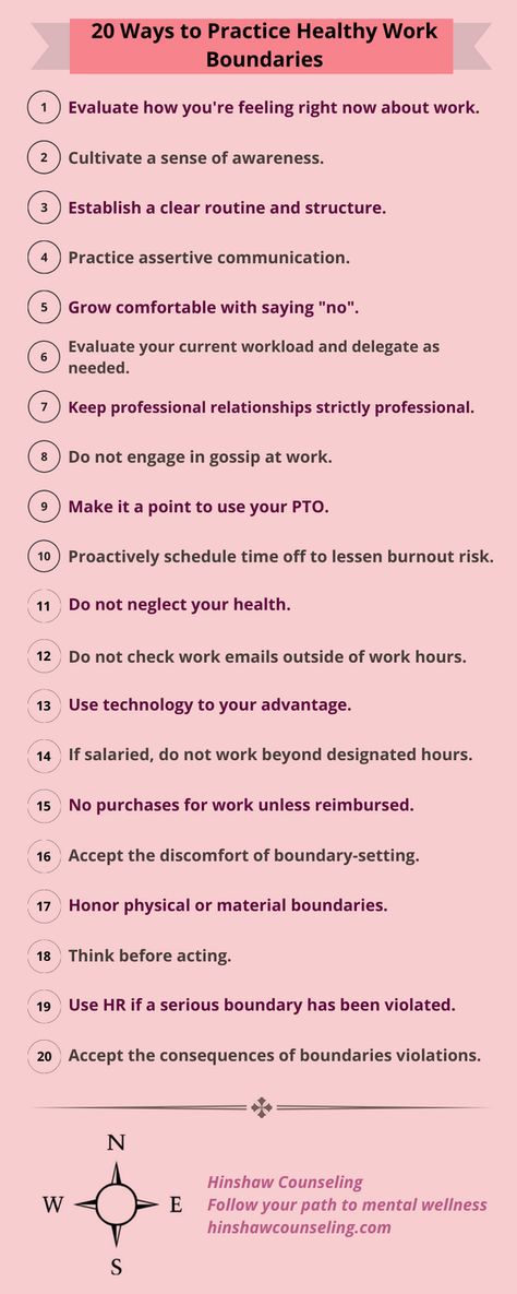 Is the thought of going to work starting to fill you with dread? Do you find yourself calling out sick more often because you "just can't today"? Burnout from work often occurs due to having unhealthy professional boundaries. Taking on too much to the point of overextending yourself is not sustainable in the long-term. Below is a list of 20 ways to start implementing healthy professional boundaries. I encourage you to examine what areas might need to be addressed, create a plan, then execute. Work Boundaries Illustration, How To Call In Sick To Work, How To Call Out Sick From Work, List Of Boundaries, Corporate Advice, Workplace Boundaries, Calling In Sick To Work, Overextending Yourself, Boundaries Work