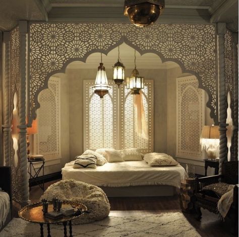 Moroccan Interior Design, Moroccan Bedroom, Moroccan Home Decor, Moroccan Interiors, Bedroom Decor Inspiration, Interior Design Concepts, Moroccan Design, Moroccan Decor, Pattaya