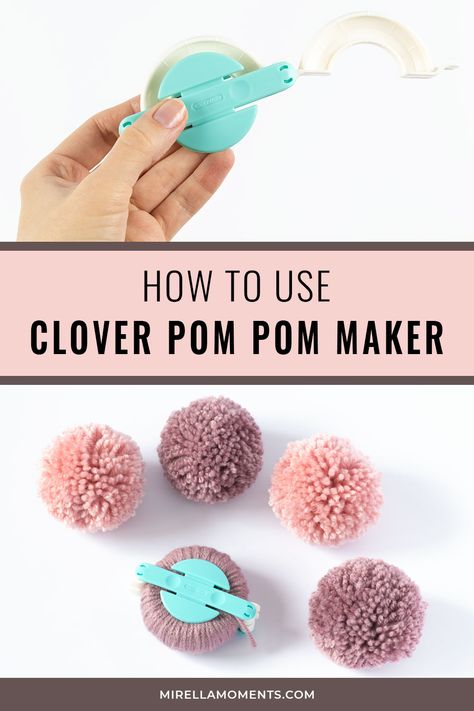 How to use the Clover pom pom maker Make Pom Poms, Pom Pom Tutorial, Clover Pom Pom Maker, Pompon Diy, Pom Crafts, Diy Pom Poms, Crochet Symbols, Pom Pom Maker, How To Make A Pom Pom