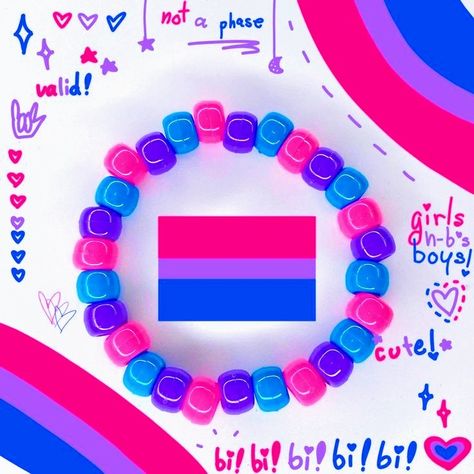 Bi Bracelet, Bisexual Bracelet, Pink Kandi, Pride Bracelets, Lgbt Bracelet, Pastel Cottagecore, Cottagecore Kawaii, Pulseras Kandi, Diy Kandi Bracelets