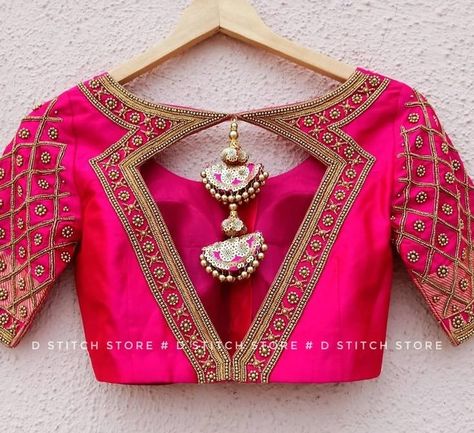 Aari Blouse Latkan Designs, Blouse Designs Latest For Bride, New Design Saree, Saree Blouse Back, Blouse Latkan, Tassels Blouse, Choli Blouse Design, Latest Blouse Designs, Neck Lines