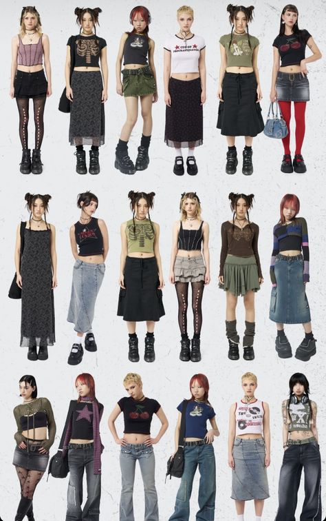 Grunge Retro Outfits, Grunge Outfit Ideas 90s, Casual Soft Grunge Outfits, 2024 Grunge Aesthetic, 2000s Tokyo Fashion, Kpop Night Outfit, Easy Vintage Outfits, Real 90s Fashion Grunge, Fall Outfits 2023 Grunge