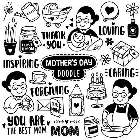 Women's Day Doodle Art, Mother Day Doodle, Mom Doodle Art, Mother’s Day Doodles, Women Day Drawing Art, Mothers Day Doodles, Mother Doodle, Mother Day Design, Woman Doodle