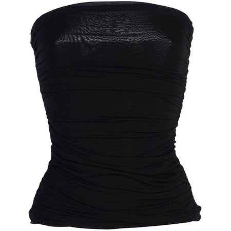 black sheer top | ShopLook Tube Too, Frilly Tops, Crystal Hoodie, Ruffle Tube Top, Frilly Top, Black Tube Top, Frill Top, Frill Tops, Black Tube