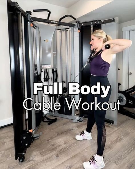 Natalie Wilson • Home & Gym Workouts on Instagram: "Give this compound full body cable workout a try! 🔥  Do 10-12 reps per exercise (per side if applicable) 3-4 sets  If you’re looking to upgrade your home gym but don’t have a ton of space? Then you need to get this foldable functional cable machine from @torquefitnessusa   Comment LINK and I’ll send you a like and discount code 🙌🏻  And don’t forget to SAVE 📌 this workout" Cable Full Body Workout, Full Body Cable Machine Workout Women, Full Body Cable Machine Workout, Cable Arm Workout, Weight Machine Workout, Upper Body Workout Gym, Cable Machine Workout, Ankle Strengthening Exercises, Cable Workout