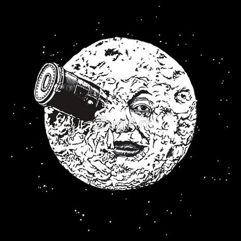 Ol Rocket Face #rocket #moon #cinema #classic #french #paris #sciFi #ScienceFiction #zug Rocket And Moon Tattoo, Man In The Moon Face Stencil, Moon With Rocket In Eye, Moon Face Illustration, Rocket To The Moon, French Paris, Moon Face, Bits And Bobs, Rocket