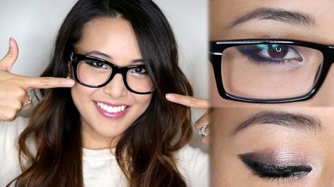 11makeup tips for wearing makeup with glasses Glasses Eye Makeup, Makeup With Glasses, Makeup Tips For Brown Eyes, How To Wear Makeup, Make Up Designs, Glasses Makeup, Best Makeup Tips, Hooded Eye Makeup, Makeup For Teens