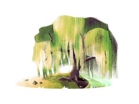 Tree Character Design, Trees Digital Art, Willow Plant, A Willow Tree, Matthew Morrison, Foliage Design, Tree Sketches, Tree Illustration, Tree Drawing