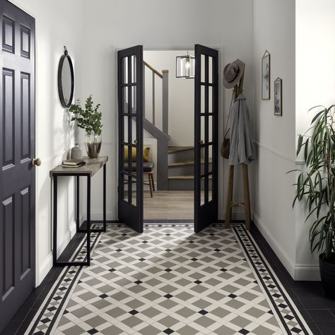 Make an entrance with our stunning range of traditional Victorian Floor Tiles.   Whether you're looking for Victorian Floor Tiles for your hallway or front path, we have an extensive range of patterns and colourways to choose from.  Visit your nearest Original Style retailer for samples and a quotation. Victorian Hallway Tiles, Hallway Tiles Floor, Hall Tiles, Tiled Flooring, Victorian Hallway, Victorian Tile, Foyer Flooring, Victorian Floor Tiles, Hall Flooring