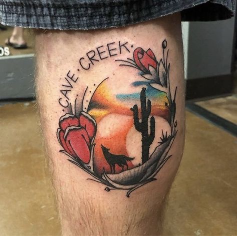 Best Arizona-Themed Tattoos To Celebrate The State's Birthday | Sentient Tattoo Sedona Arizona Tattoo, Cute Arizona Tattoos, Desert Tattoo Ideas Arizona, Arizona Tattoo Ideas Men, Arizona Themed Tattoos, Arizona Landscape Tattoo, Cowboy Hat Tattoo, Bloom Tattoo, Arizona Tattoo