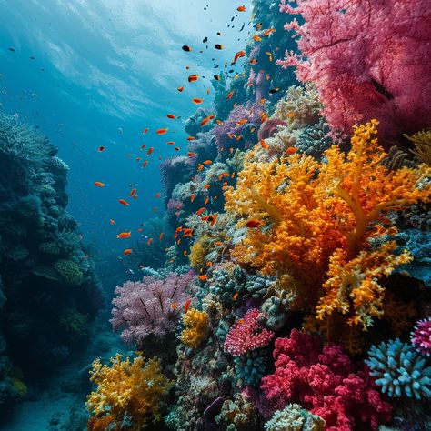 Vibrant Coral Reef: An #underwater #paradise of vibrant corals where marine life flourishes amidst the #ocean's beauty. #aiart #aiphoto #stockcake ⬇️ Download and 📝 Prompt 👉 https://stockcake.com/i/vibrant-coral-reef_113773_6014 Coral Reef Reference, Hawaii Coral Reef, Red Sea Coral Reef, Coral Reef Horizontal, Coral Reef Photography Underwater, Coral Reef Underwater, Bleached Coral Reef, Beautiful Coral Reef, Coral Reef Images